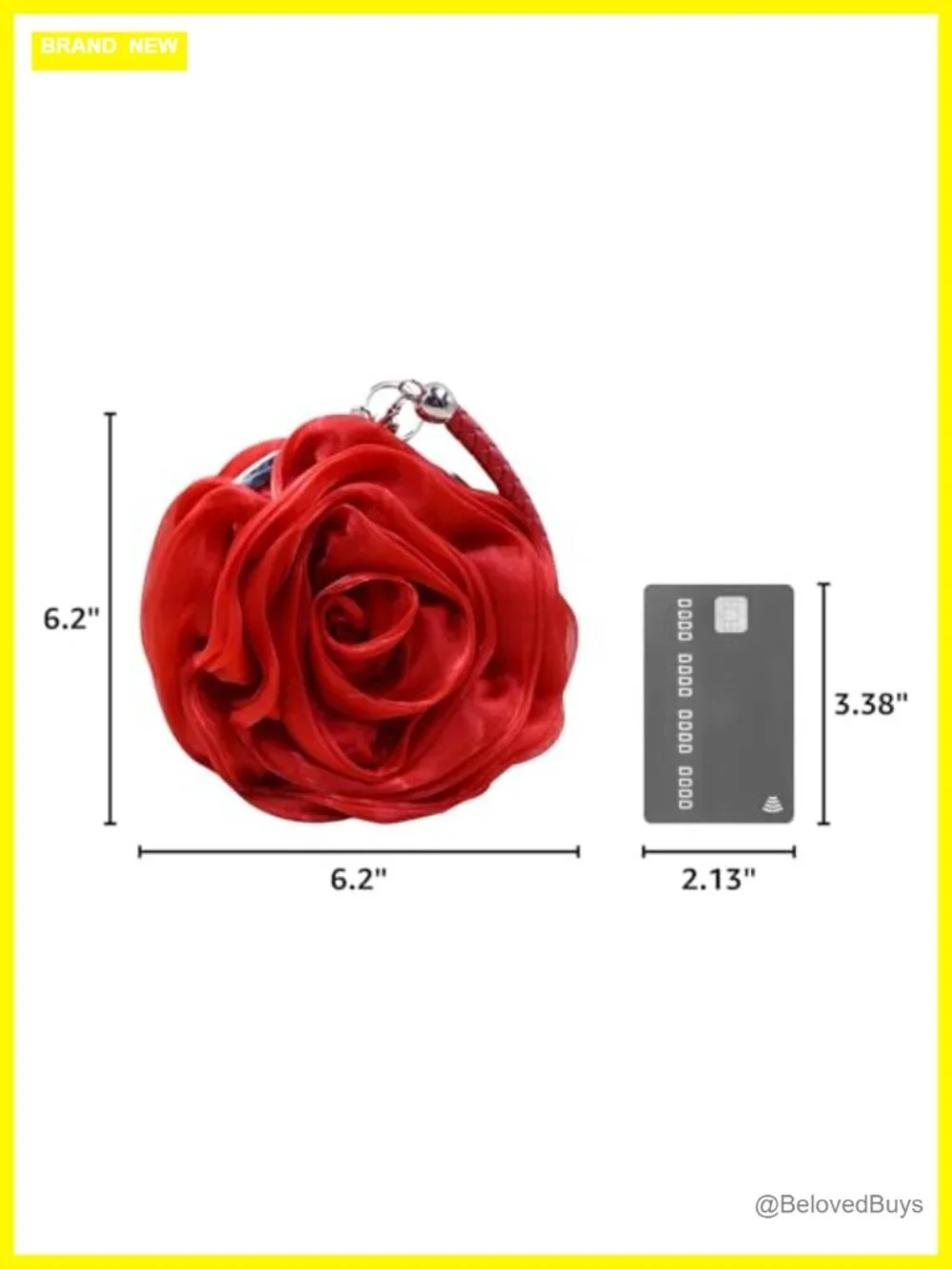 Women's Rose Shaped Clutch Satin Wristlet Handbag Wedding Party Purse